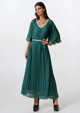 Pleated Embellished Maxi Dress Dresses Kate Hewko 