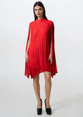 Pleated Mock Neck Cape Dress Dresses Kate Hewko 