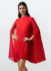 Pleated Mock Neck Cape Dress Dresses Kate Hewko 
