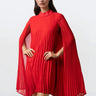 Pleated Mock Neck Cape Dress Dresses Kate Hewko 