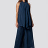 Pleated Neck Tie Pant Set Two Piece Sets Kate Hewko 