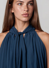 Pleated Neck Tie Pant Set Two Piece Sets Kate Hewko 
