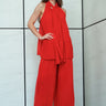 Pleated Neck Tie Pant Set Two Piece Sets Kate Hewko 