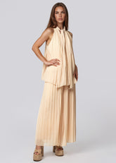 Pleated Neck Tie Pant Set Two Piece Sets Kate Hewko 