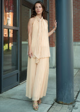 Pleated Neck Tie Pant Set Two Piece Sets Kate Hewko 