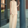 Pleated Neck Tie Pant Set Two Piece Sets Kate Hewko 