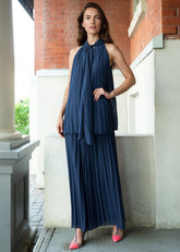 Pleated Neck Tie Pant Set Two Piece Sets Kate Hewko 