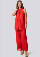 Pleated Neck Tie Pant Set Two Piece Sets Kate Hewko 