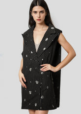 Polka Dot Pinstripe Vest Dress Dresses Kate Hewko 