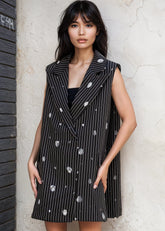 Polka Dot Pinstripe Vest Dress Dresses Kate Hewko 