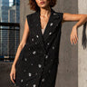 Polka Dot Pinstripe Vest Dress Dresses Kate Hewko Black S 