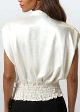 Power Knot Sleeveless Cinched Blouse Blouses Kate Hewko 