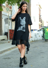 Punk Print Ruffle Hem Tee Dress Dresses Kate Hewko 