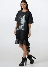 Punk Print Ruffle Hem Tee Dress Dresses Kate Hewko 