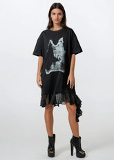 Punk Print Ruffle Hem Tee Dress Dresses Kate Hewko 