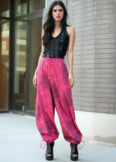 Rhinestone Animal Print Drawstring Pant Pants Kate Hewko 
