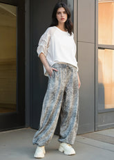 Rhinestone Animal Print Drawstring Pant Pants Kate Hewko 