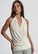Rhinestone Cowl Neck Knit Tank Tank Tops Kate Hewko White One size 