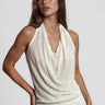 Rhinestone Cowl Neck Knit Tank Tank Tops Kate Hewko White One size 