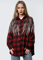 Rhinestone Embellished Plaid Button up Layering Pieces Kate Hewko 