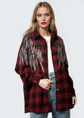 Rhinestone Embellished Plaid Button up Layering Pieces Kate Hewko 