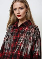 Rhinestone Embellished Plaid Button up Layering Pieces Kate Hewko 