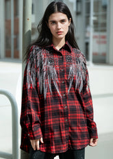 Rhinestone Embellished Plaid Button up Layering Pieces Kate Hewko 
