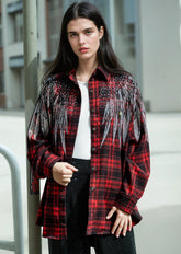 Rhinestone Embellished Plaid Button up Layering Pieces Kate Hewko 