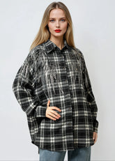 Rhinestone Embellished Plaid Button up Layering Pieces Kate Hewko 