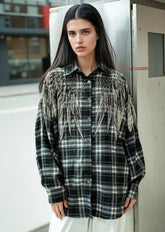 Rhinestone Embellished Plaid Button up Layering Pieces Kate Hewko 
