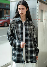 Rhinestone Embellished Plaid Button up Layering Pieces Kate Hewko 
