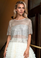 Rhinestone Fishnet Cropped Tee Tees Kate Hewko 