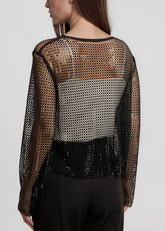 Rhinestone Fishnet Long Sleeve Long Sleeve Tees Kate Hewko 