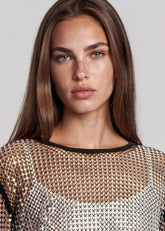 Rhinestone Fishnet Long Sleeve Long Sleeve Tees Kate Hewko 