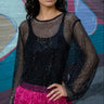 Rhinestone Fishnet Long Sleeve Long Sleeve Tees Kate Hewko 