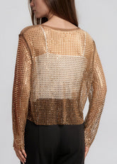 Rhinestone Fishnet Long Sleeve Long Sleeve Tees Kate Hewko 
