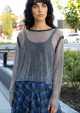 Rhinestone Fishnet Long Sleeve Long Sleeve Tees Kate Hewko 