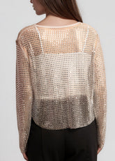 Rhinestone Fishnet Long Sleeve Long Sleeve Tees Kate Hewko 