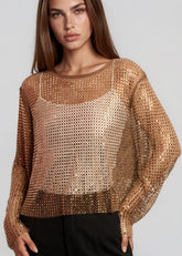 Rhinestone Fishnet Long Sleeve Long Sleeve Tees Kate Hewko 