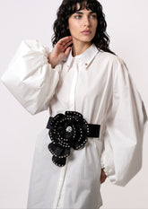 Rhinestone Flower Elastic Belt Belts Kate Hewko 