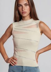Rhinestone Slash Knit Tank Top Tank Tops Kate Hewko 