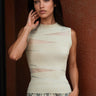 Rhinestone Slash Knit Tank Top Tank Tops Kate Hewko Beige One size 