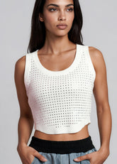 Rhinestone Studded Cropped Tank Top Tank Tops Kate Hewko 