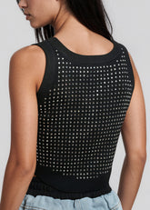 Rhinestone Studded Cropped Tank Top Tank Tops Kate Hewko 