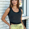 Rhinestone Studded Cropped Tank Top Tank Tops Kate Hewko Black One size 