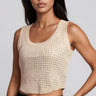 Rhinestone Studded Cropped Tank Top Tank Tops Kate Hewko Khaki One size 