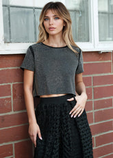 Rhinestone Studded Cropped Tee Tees Kate Hewko 