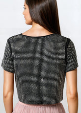 Rhinestone Studded Cropped Tee Tees Kate Hewko 