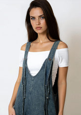 Ribbed Denim Wide Leg Overalls Overalls Kate Hewko 