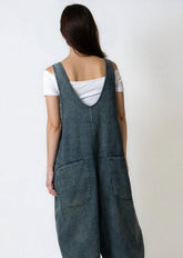Ribbed Denim Wide Leg Overalls Overalls Kate Hewko 